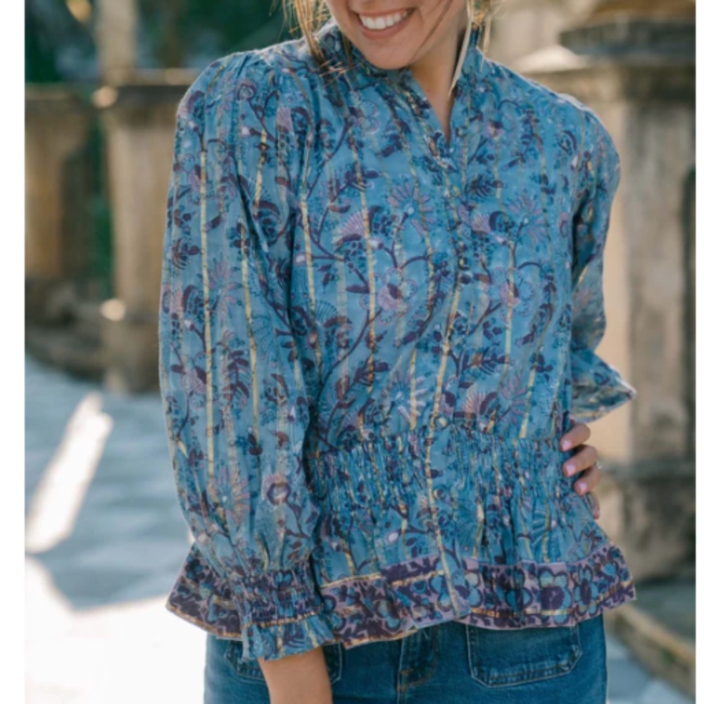 Clara the Label/Victoria Dunn Maple Blouse in Garnet Petals